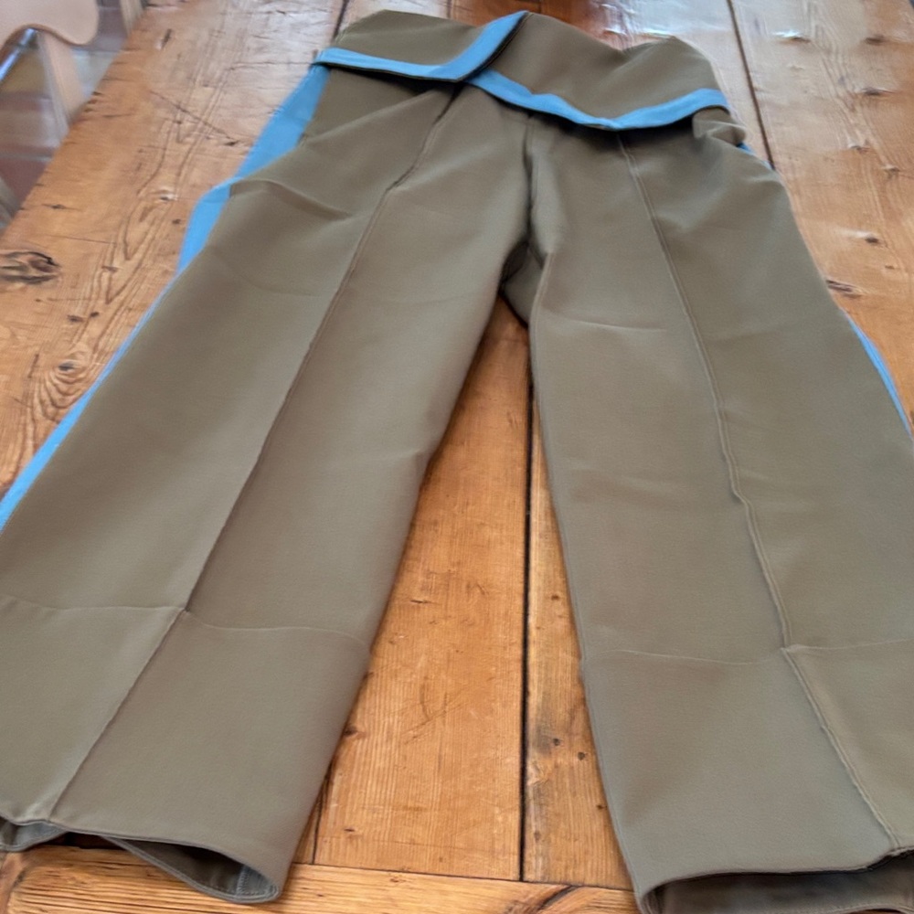 Diane Von Furstenberg Olive and Blue Wide Leg Pants